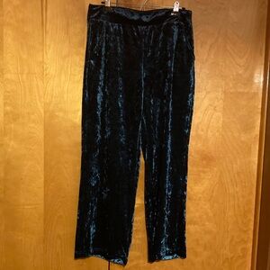 Serra L Crushed Velvet Boot Cut Pants - Teal